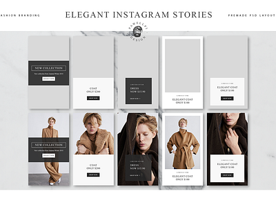 Elegant Instagram Stories app blue branding collection design download elegant feminine flat high end icon logo minimal pawellpi premium the bundle ui ux web website