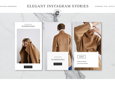 Elegant Instagram Stories app branding collection design download elegant feminine flat high end illustration logo minimal pawellpi premium the bundle ui ux vector web website