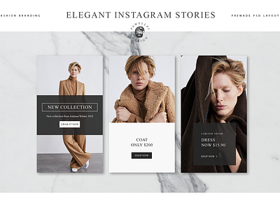 Elegant Instagram Stories animation app branding collection design elegant feminine flat high end identity ios minimal mobile pawellpi premium the bundle ui ux web website