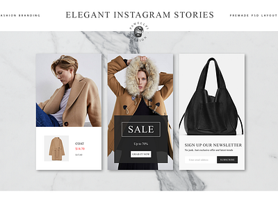 Elegant Instagram Stories animation app branding collection design feminine flat high end icon identity ios minimal mobile pawellpi premium ui ux vector web website