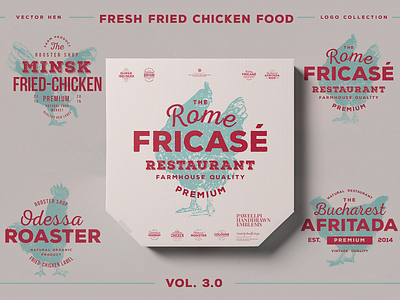 HAND DRAWN VINTAGE EMBLEMS VOLUME 3.0 branding chicken design free high end logo logo template pizza premium psd psd template restaurant