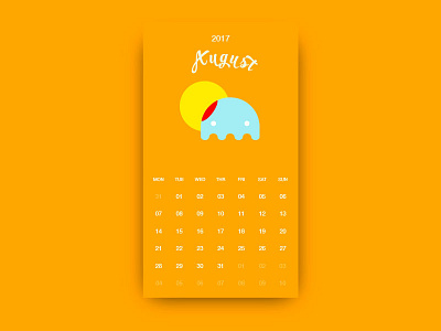 2017 Calendar - August