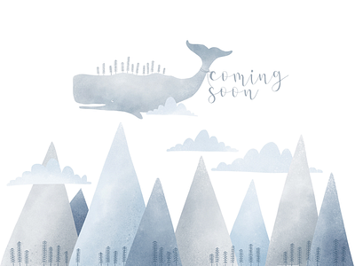 Landing Page Illustration children design illustration kids landing page minimal mountains nature photoshop procreate whale