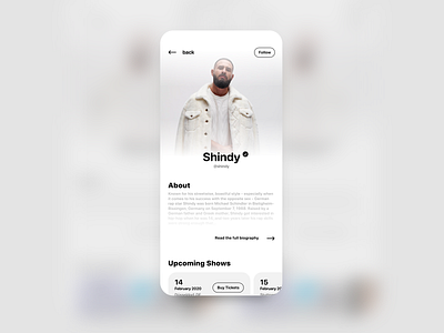 Artist Page App Concept amazon app apple music application artist artistpage concept deezer ios ios 13 ios 14 itunes music shindy spotify tidal ui user interface ux