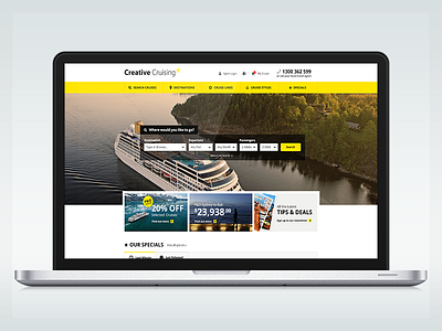 Creative Cruising Redesign clean search travel travel website yellow