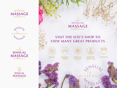 SM australia ayurveda banner cosmetics flowers icons logo massage products site typography website