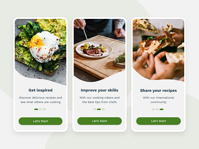 Day 1 UI Challenge - Onboarding screens for a recipe app 10ddc day1 design designchallenge recipe app ui