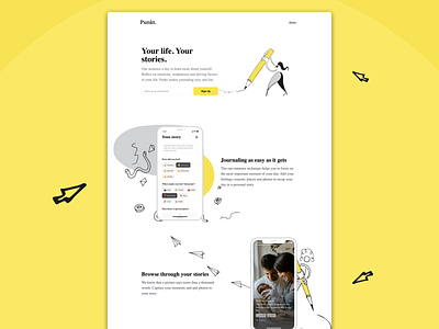 One-sentence journaling app app health illustration ios journaling landing design landingpage