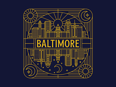 Baltimore Design Monoline apparel art badge baltimore branding city clean clothing geometric graphic design illustration landmark landscape lineart logo minimal monoline print sticker symbol