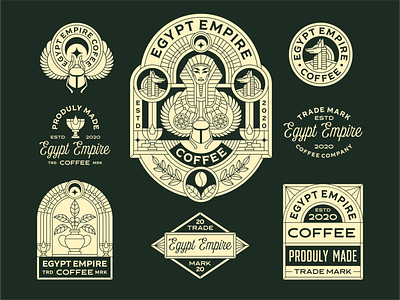 Egypt Empire Coffee badge branding branding and identity cafe coffee branding coffeeshop geometric graphic design icon illustration label line lineart logo monoline packaging product vector
