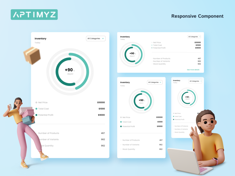 Responsive Component for Aptimyz. 2d dashboard design desktop figma graphic graphic design infographic managing mobile design responsive ui ux web design website