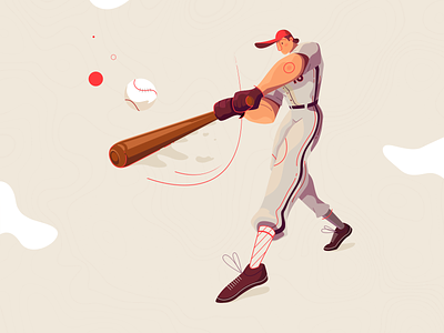 Baseball Player baseball baseball bat board character clean design dynamic flat graphic illustration minimal player shadow sport ui vector web