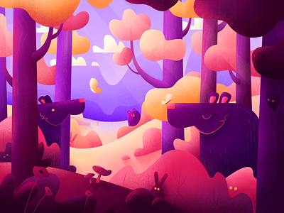 Bears animals bear character color cute design explore family forest happy illustration landscape nature scary shadow story sunny ui web website