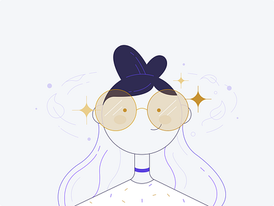 New Glasses Girl character clean design face flat frames fresh girl glass glasses happy illustration minimal new shine smile ui vector web website