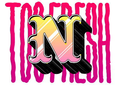 N capital design illustration letter letter n magenta pink typography