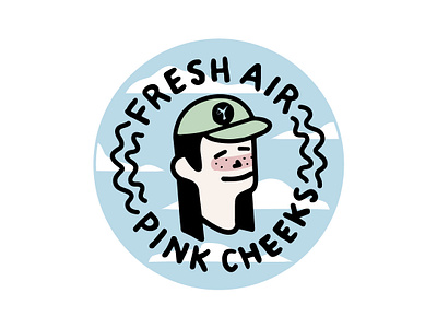 Fresh Air - Pink Cheeks brand circle design freckles handletter handwriting handwritten hike hiking illustration letter logo sticker typography vector