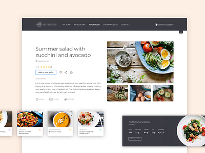 Personalised meal planning app app clean design food healthy minimal planner recipe vector