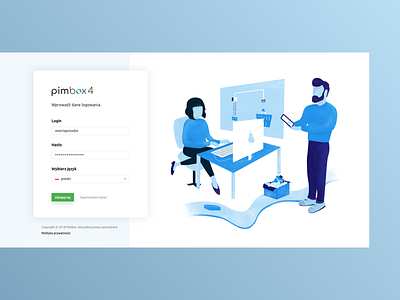 Illustrated login page to product management tool
