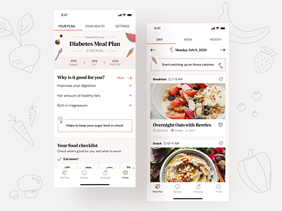 Whole foods healthcare app concept design diet drawing food health healthcare icon illustration mealplan recipe typography ui uidesign ux