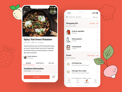 Healthy Meal Case Study app colours design diet food health illustration recipe typography ui ux vector