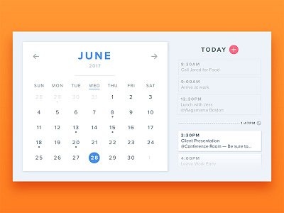 #038 - Calendar calendar card daily ui date month orange schedule tasks today year