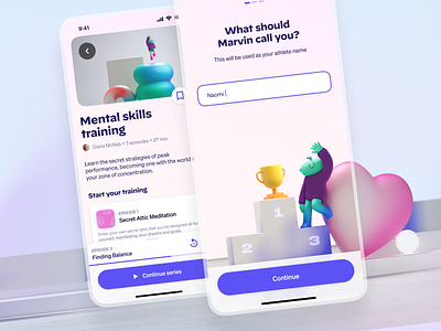Marvin x The Design Crew 3d app athletes marvin mental health millenial playful product design the design crew wellness