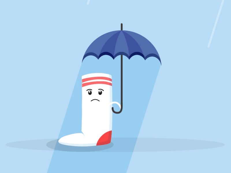 Sad Sock cartoon character flat motion rain sad sock umbrella video