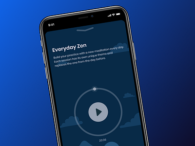 Evereday Zen app dark mode design ios iphone mobile player ui ux