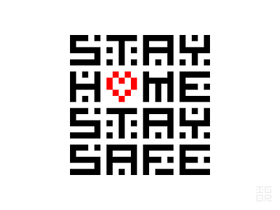 Stay home stay safe black blackletter covid19 heart identity letters pixel art qr code qrcode red stay at home stay home stay safe typogaphy virus