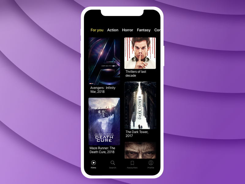 Online–cinema Mobile App Concept ios online movie cinema app mobile