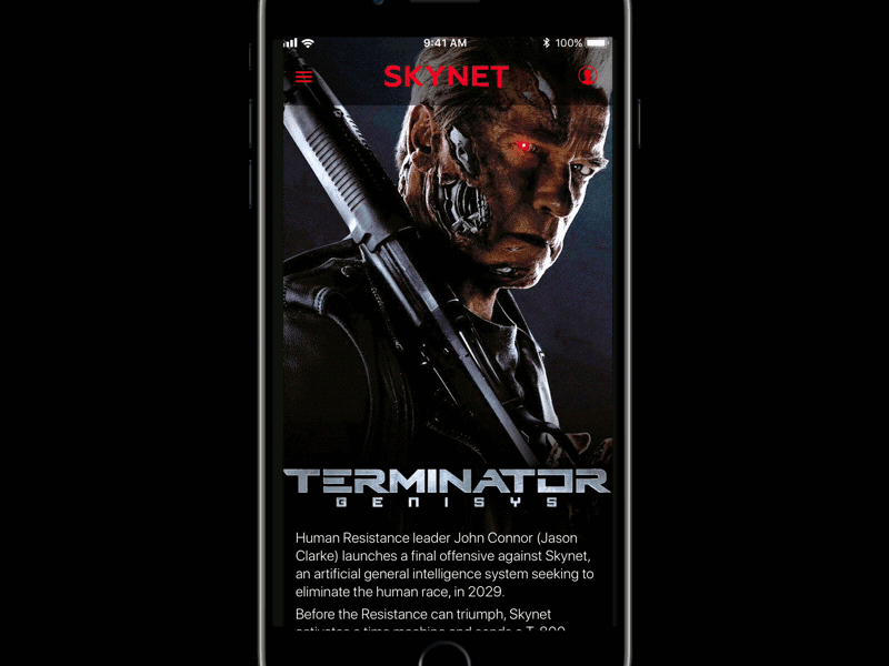 Skynet 3g animation design iphone movie online ui