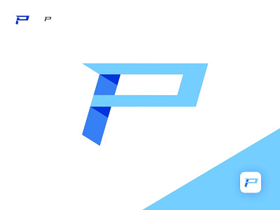 P new logo branding color design flat icon illustration letter logo p semi flat type typography vector