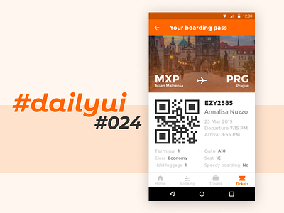 Boarding pass 024 airplane dailyui travel app ui design web design