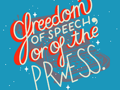 Freedom of speech or the press! amendments hand drawn handletter handlettering lettering logo design procreate
