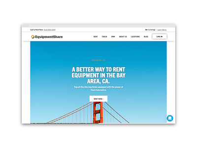 "Bay Area" c/o EquipmentShare clean conversion design landing page web design