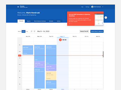 Employee Time Tracking calendar clean hourly interface management report schedule time tracking ui users ux web web app