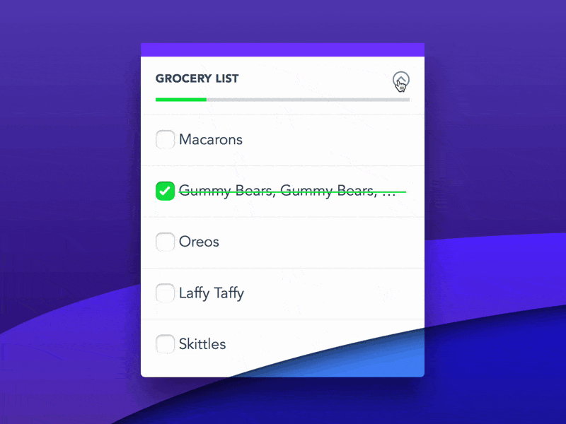 Grocery List with pure CSS animation css cssanimation sass ui uidesign