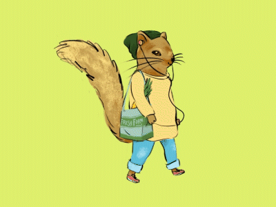 Spring Animals: City Squirrel animals animation character character animation illustration motion graphics spring squirrel