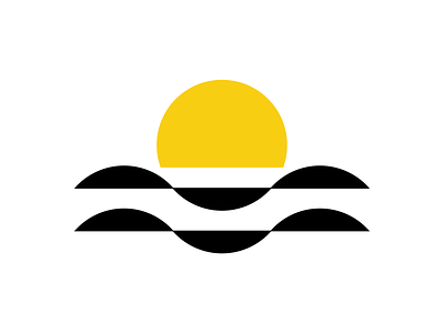 Sunset beach brand branding geometric icon logo ocean sea shapes simple sun sunset water waves