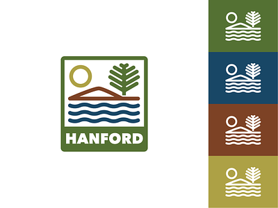 Hanford badge brand branding california emblem flat icon illustration lines logo mountains simple thick lines