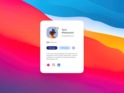 User Profile Card for art platform