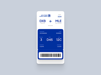 United Airlines Boarding Pass dailyui design ui uidesign uiux web webdesign website