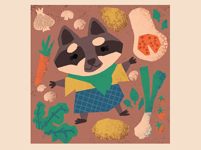 Friends Feast - Raccoon animals cute design fantasy flat food illustration midcentury modern raccoon thanksgiving