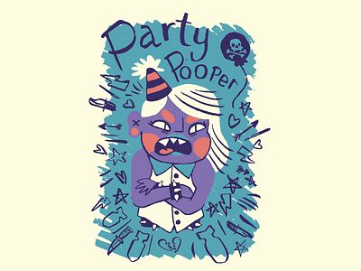Party Pooper design girl hand drawn hand type illustration photoshop r rude
