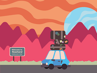 Space Car car environment illustration road space