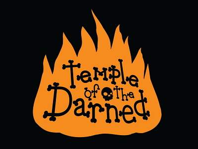 Temple of the Darned cult evil fantasy fire skull type typography