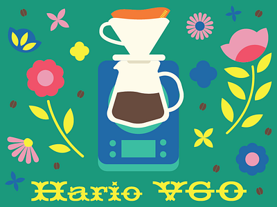 Coffee Flowers Hario V60 3rd wave coffee flat flowers hario illustration pourover