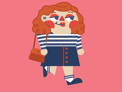 Red Head fashion girl illustration outfit style