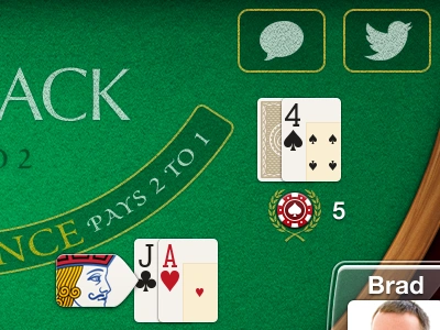 Play Blackjack Table app bet blackjack casino chat chips felt gamble green ios jack laurel play spade twitter