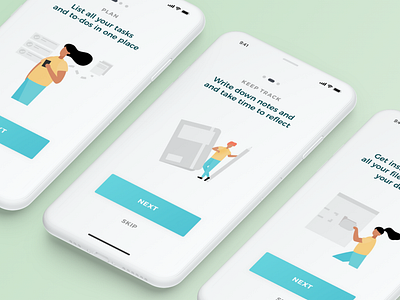 Onboarding for productivity app app blue illustrations iphone x iphonex mobile mobile ui mockup onboarding process ui ux